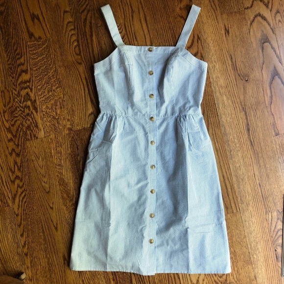 J CREW Buttoned Dress in Seersucker | Size 2 - Picture 3 of 8